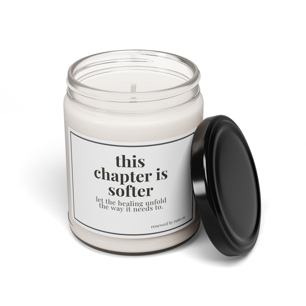 Scented Soy Candle — "This Chapter Is Softer" Inspirational Jar (9 oz)