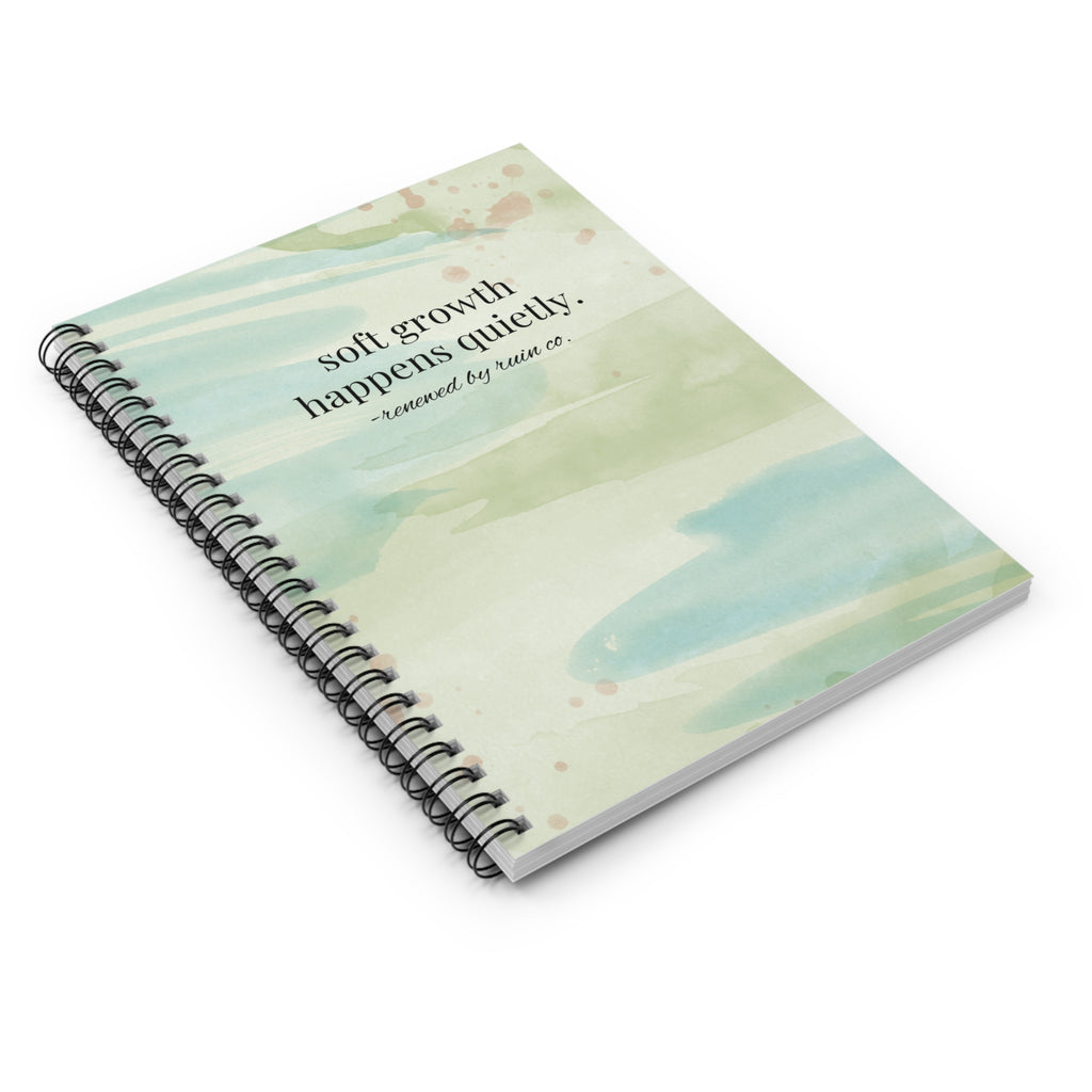 Soft Growth Happens Quietly Spiral Notebook – Ruled Inspirational Journal