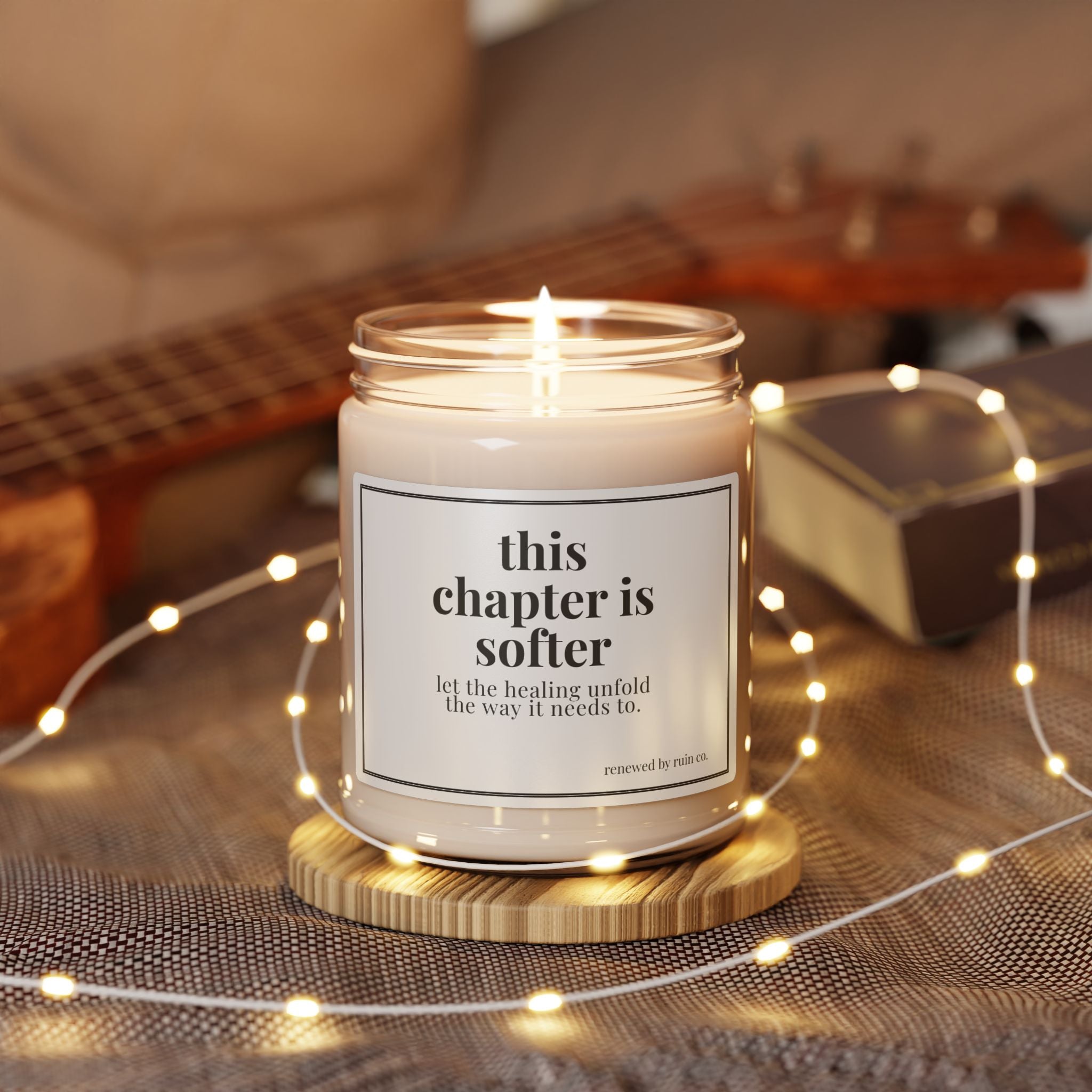 Scented Soy Candle — "This Chapter Is Softer" Inspirational Jar (9 oz)