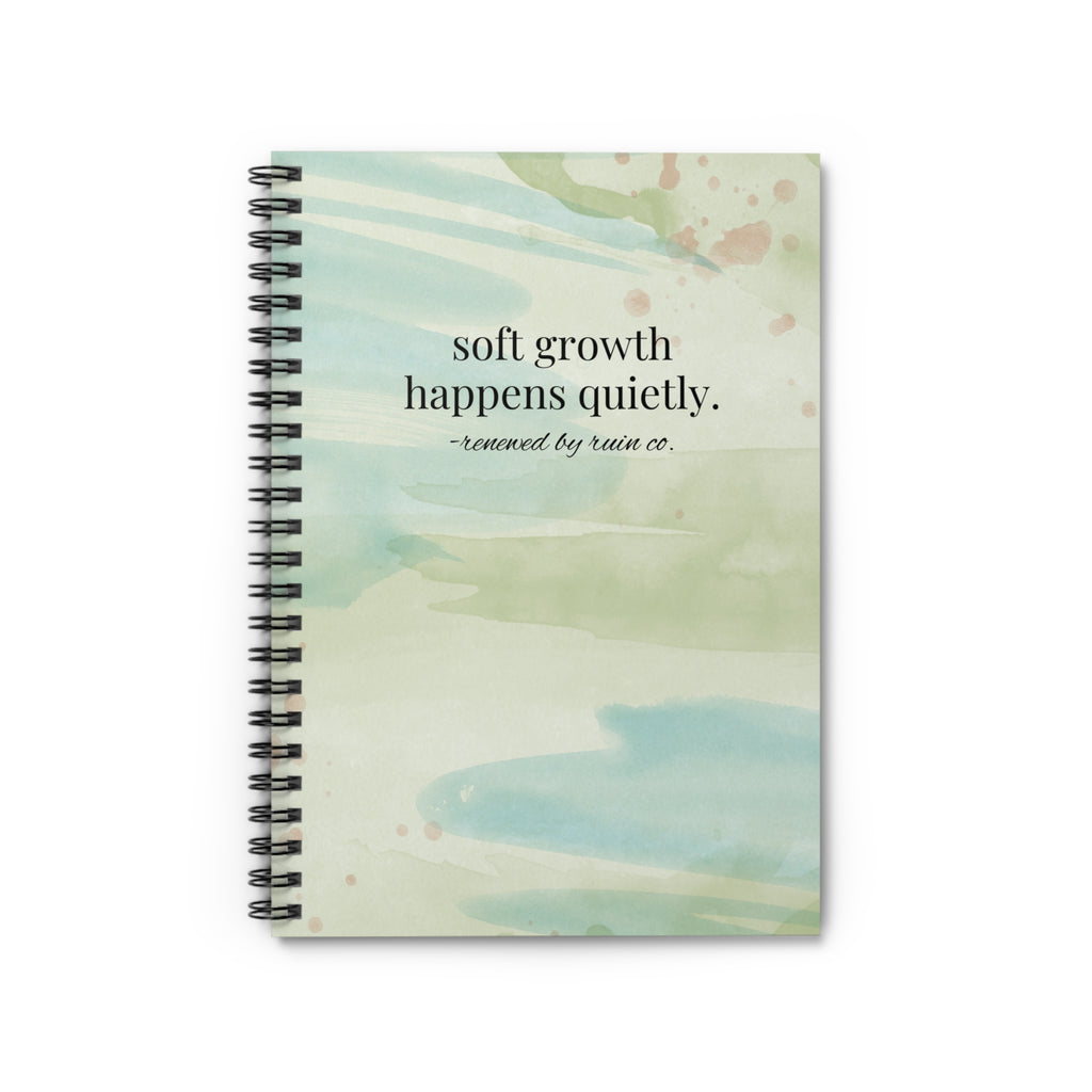 Soft Growth Happens Quietly Spiral Notebook – Ruled Inspirational Journal